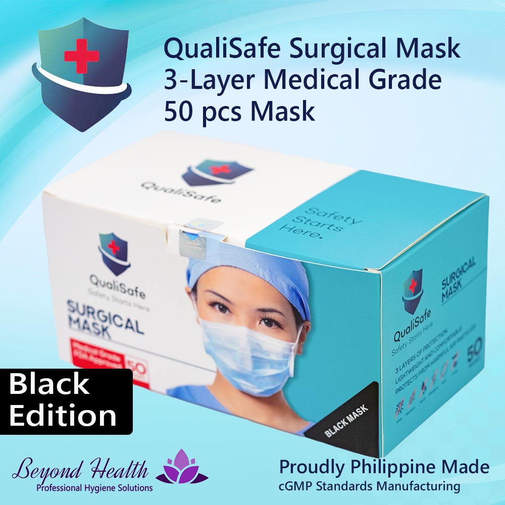 QualiSafe Medical Facemask [BLACK] 3 Ply 50pcs