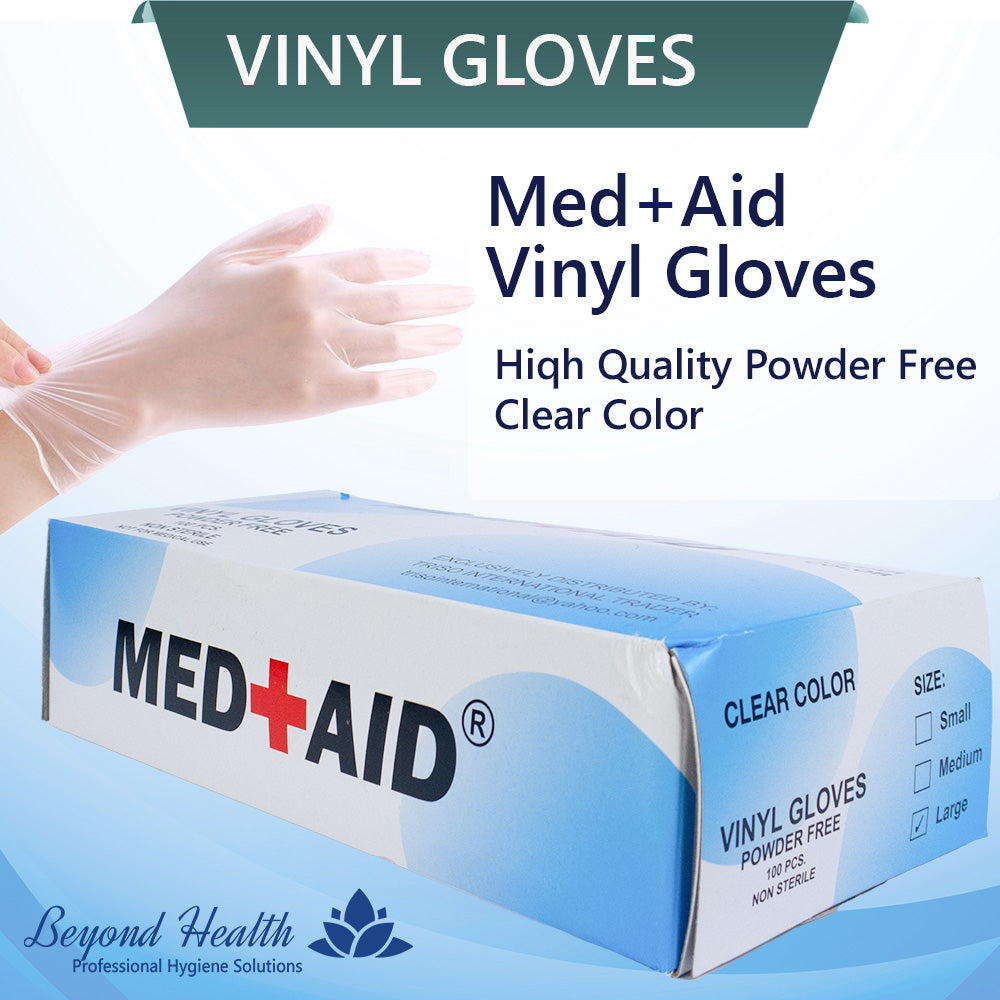 MED+AID Vinyl Gloves Size Large 100 pcs