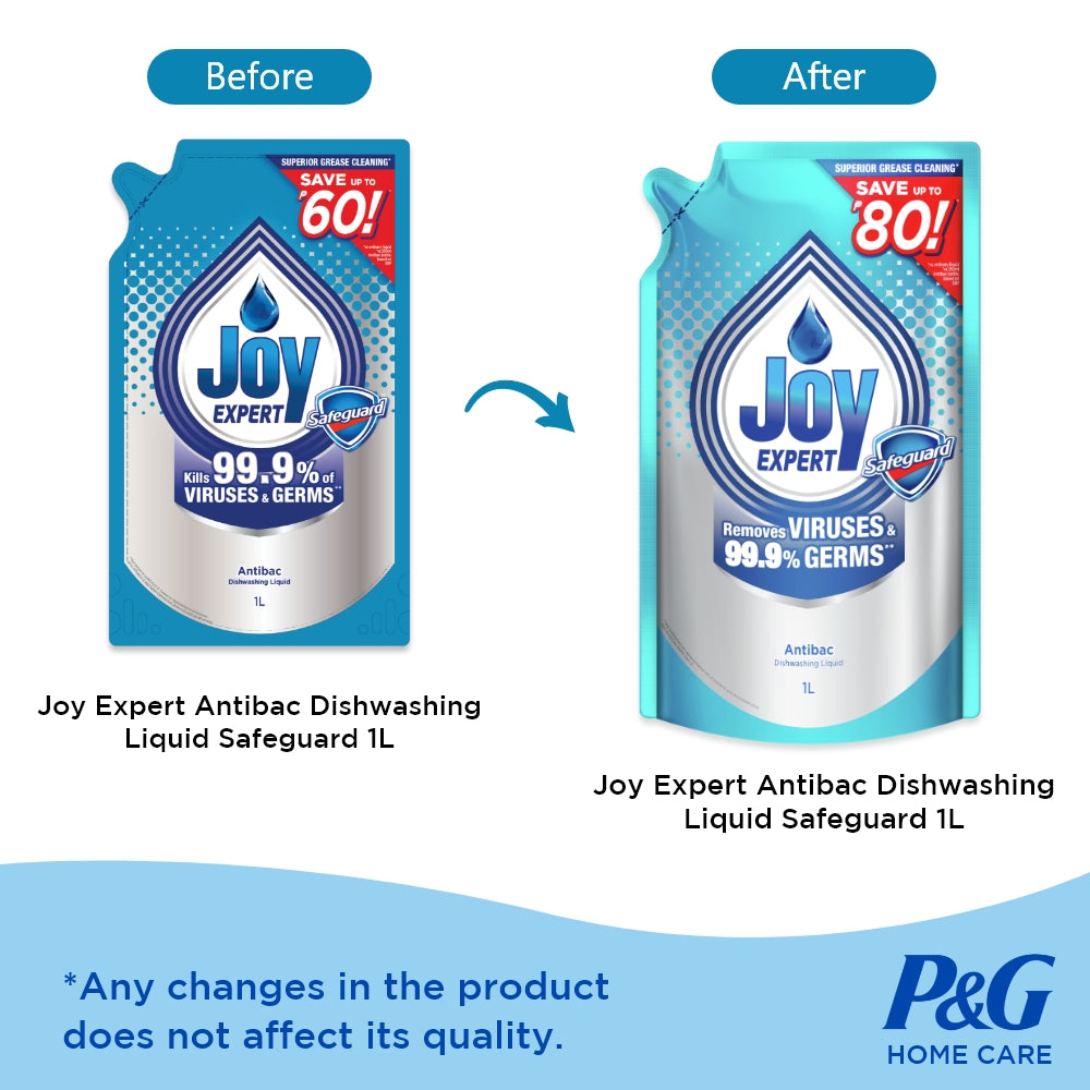 Joy Expert Antibac Safeguard Dishwashing Liquid 1L Refill (Dishwashing Liquid)