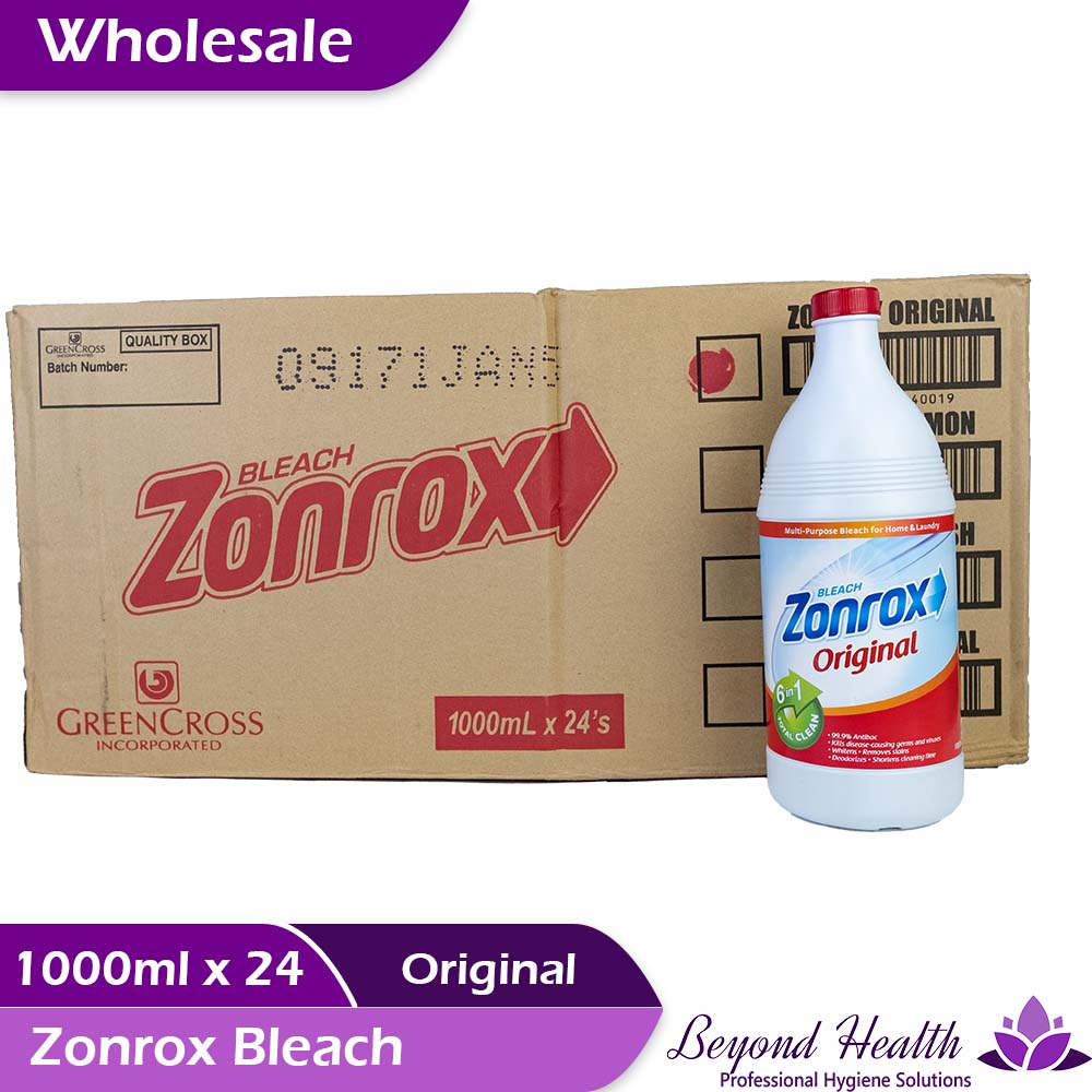 Wholesale Zonrox Bleach Original 6-in-1 Total Clean [1000ml(1L) x 24] 99.9% Antibac Whitens Remove Stains Deodorizers Shortens Cleaning Time Big Save