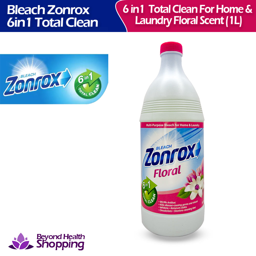 Zonrox Bleach Floral Scent 6-in-1 Total Clean (1L) 99.9% Antibac Whitens Remove Stains Deodorizers S