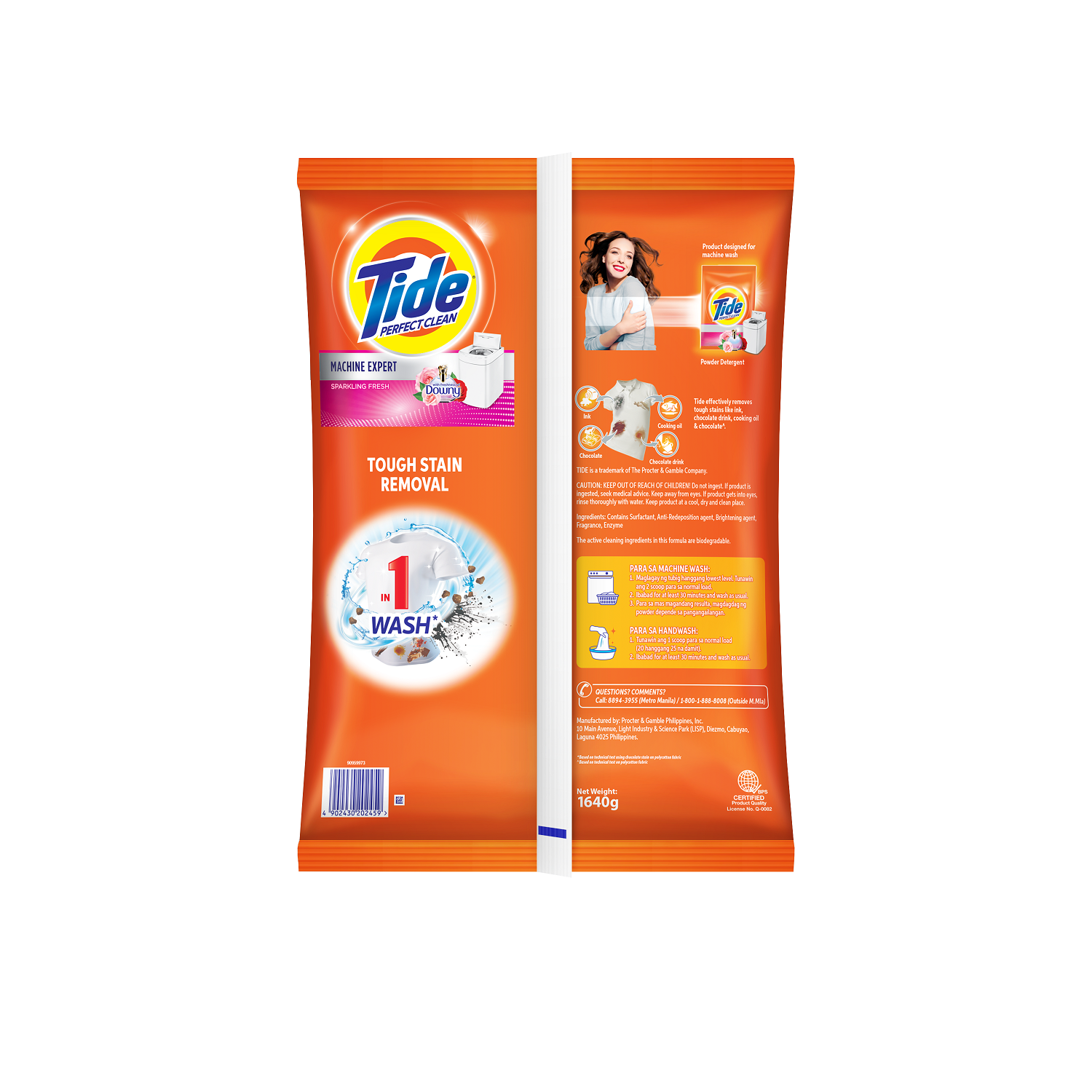 Tide Perfect Clean Powder Detergent Machine Expert Sparkling Fresh 1640g (Laundry Detergent, Laundry Powder)