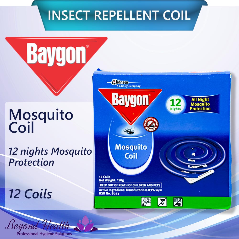 Baygon Mosquito Coil Anti-Dengue   [12 Coils (150g)] Baygon  All Night Protection