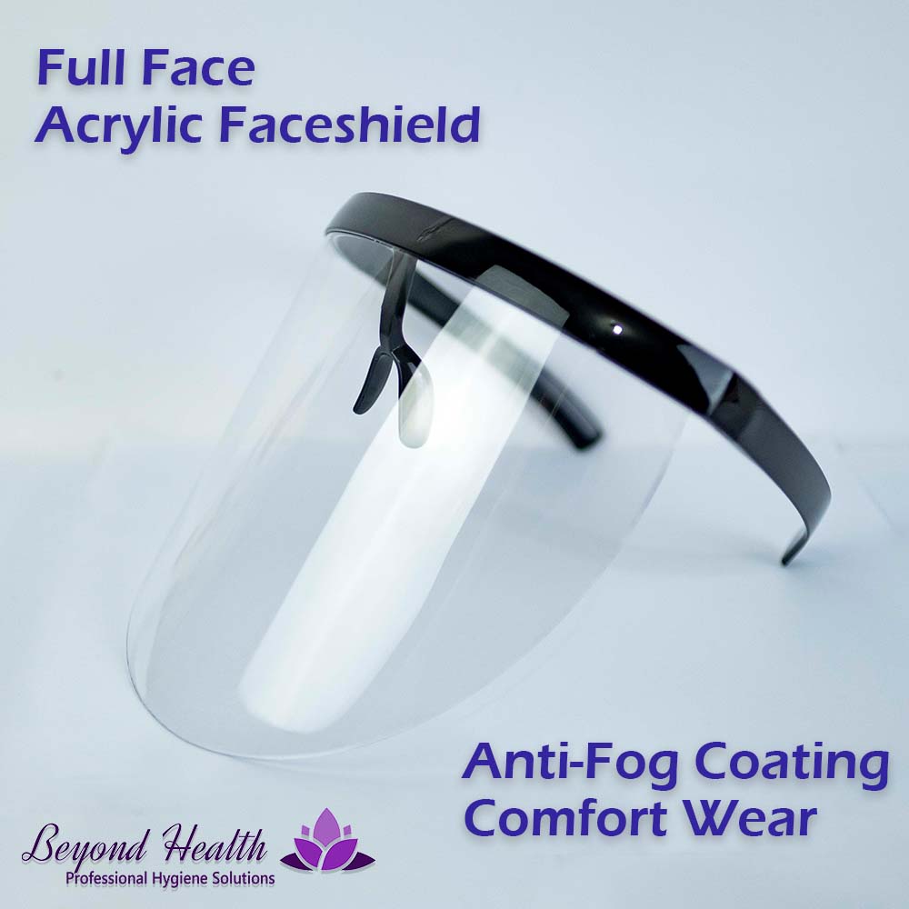 Full Face Acrylic Faceshield [BLACK] With Anti-fog coating