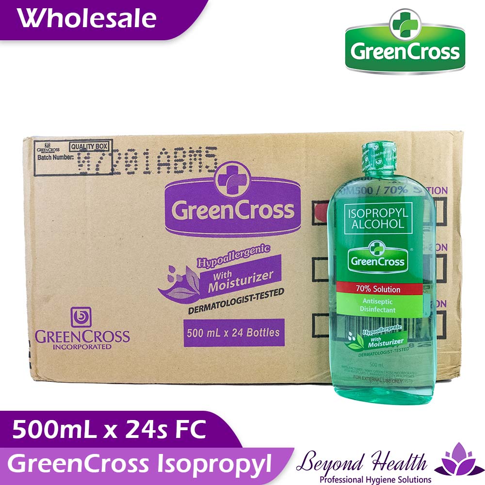 Wholesale GreenCross 70% Isopropyl Alcohol with Moisturizers [500ML x 24s FC]