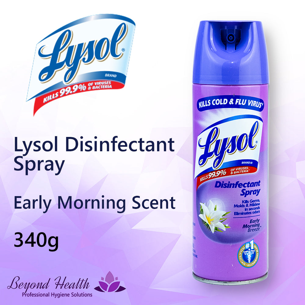 LYSOL Disinfectant Spray Early Morning Scent [Kills Cold & Flu Virus] kills 99.9% of Viruses & Bacteria 340g