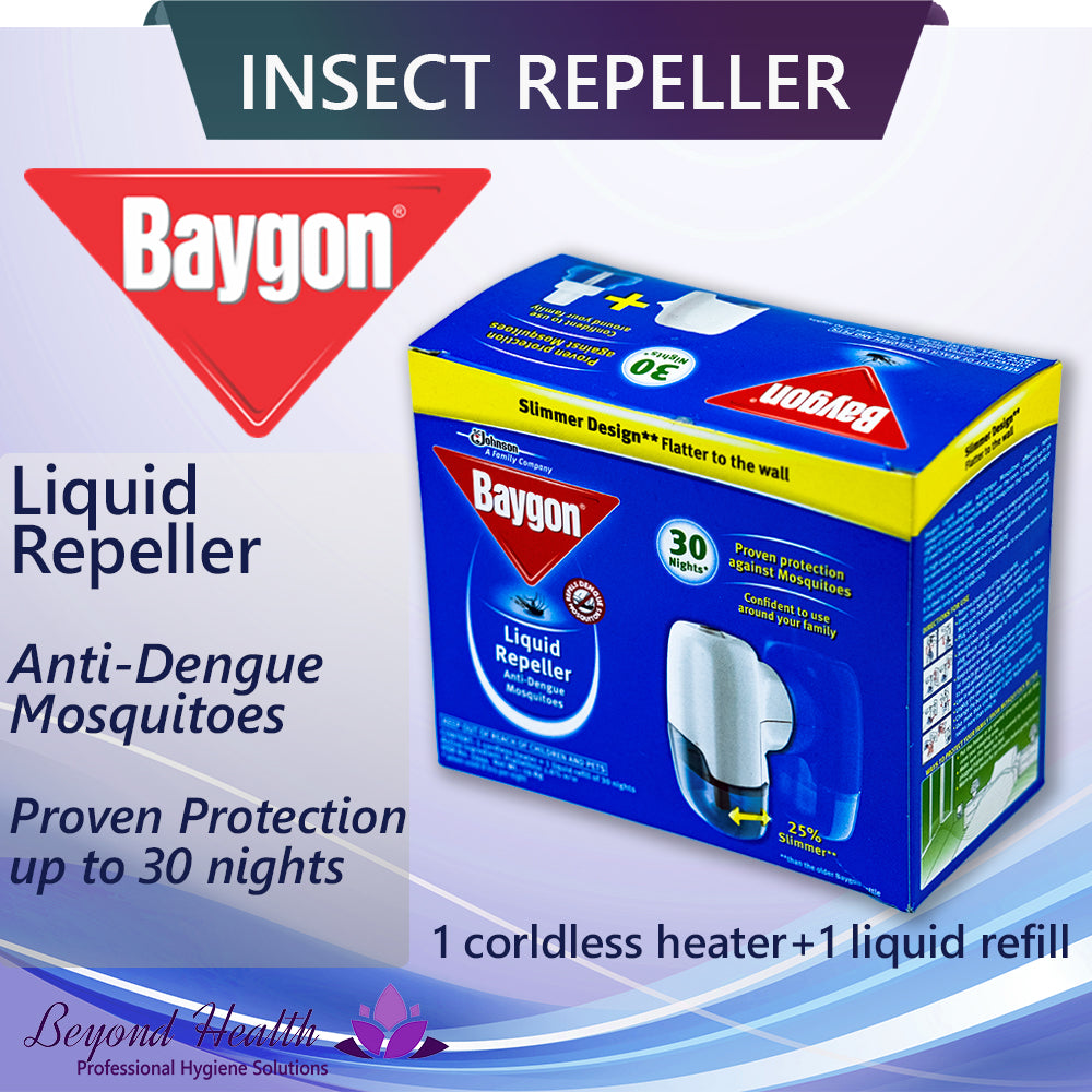 Baygon Liquid Repeller Anti-Dengue Mosquitoes [1xcordless heater + 1x Liquid Refill]