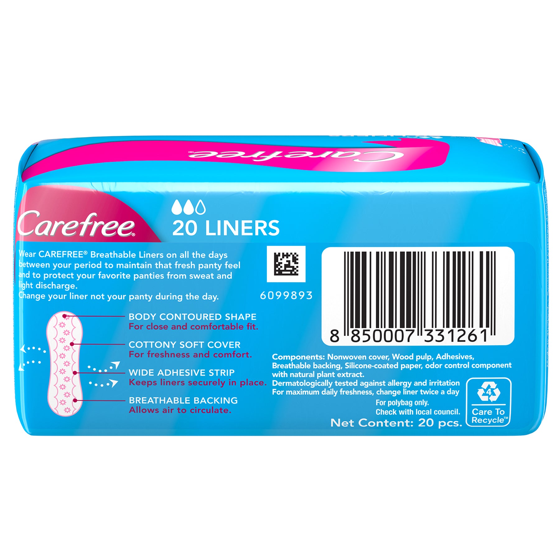[PANTY LINERS] Carefree Breathable 20s