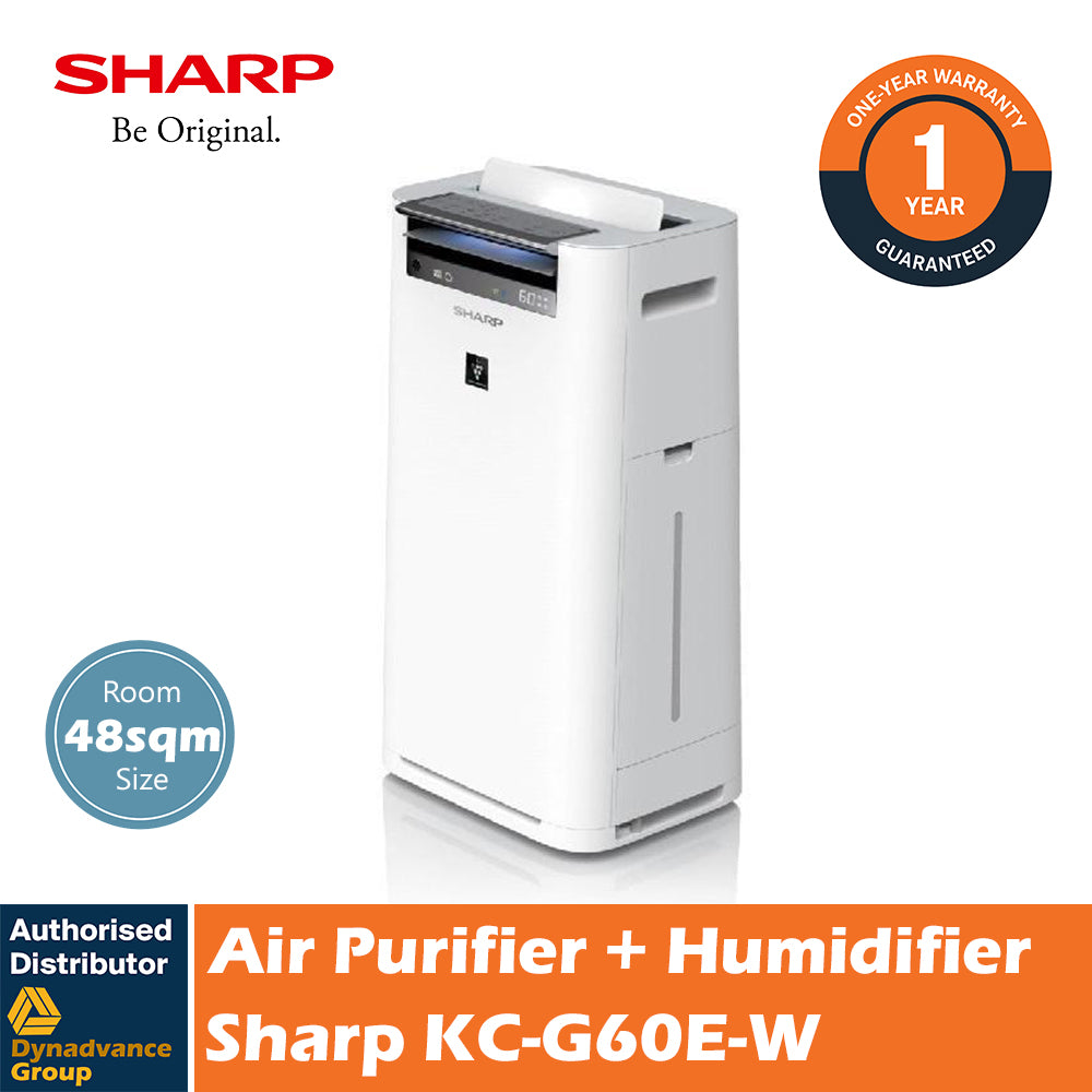 Sharp KC-G60E-W Air Plasmacluster Air Purifier with HUMIDIFIER