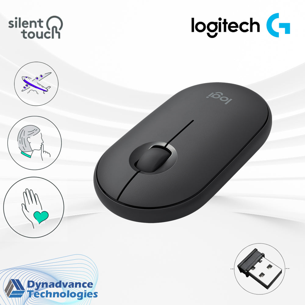 Logitech Pebble M350 Wireless Mouse (Graphite)- Modern, Slim, and Silent Wireless and Bluetooth Mouse