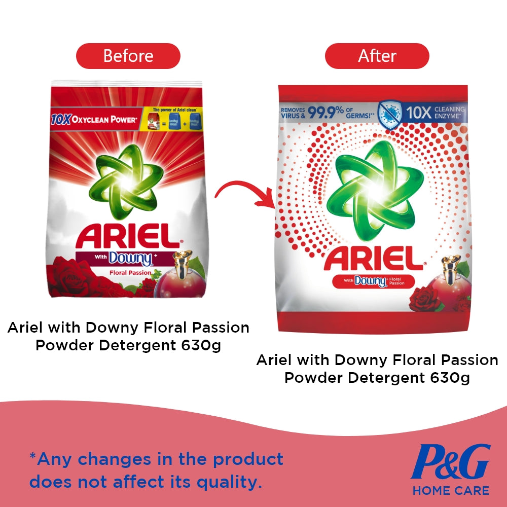 Ariel Powder Detergent with Downy Floral Passion 630g (Laundry Detergent, Laundry Powder)