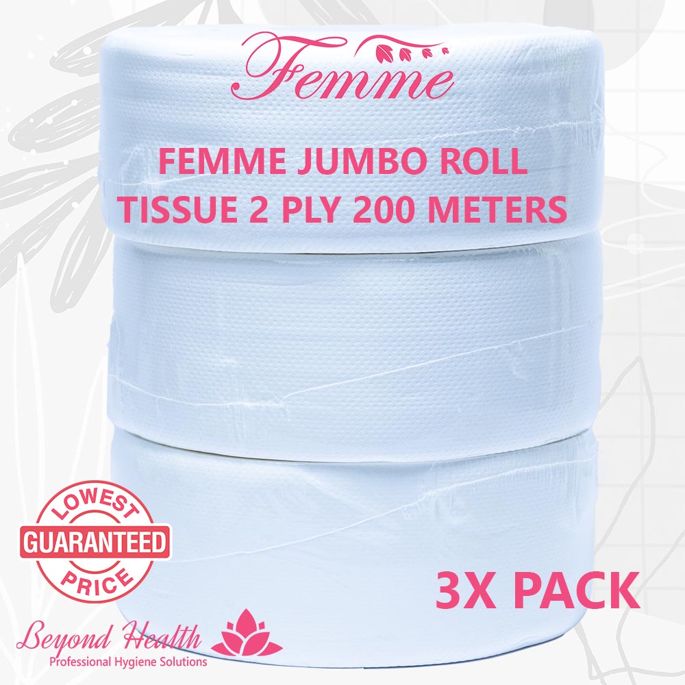 Femme Jumbo Roll Tissue 2ply 200 Meters 3 Rolls