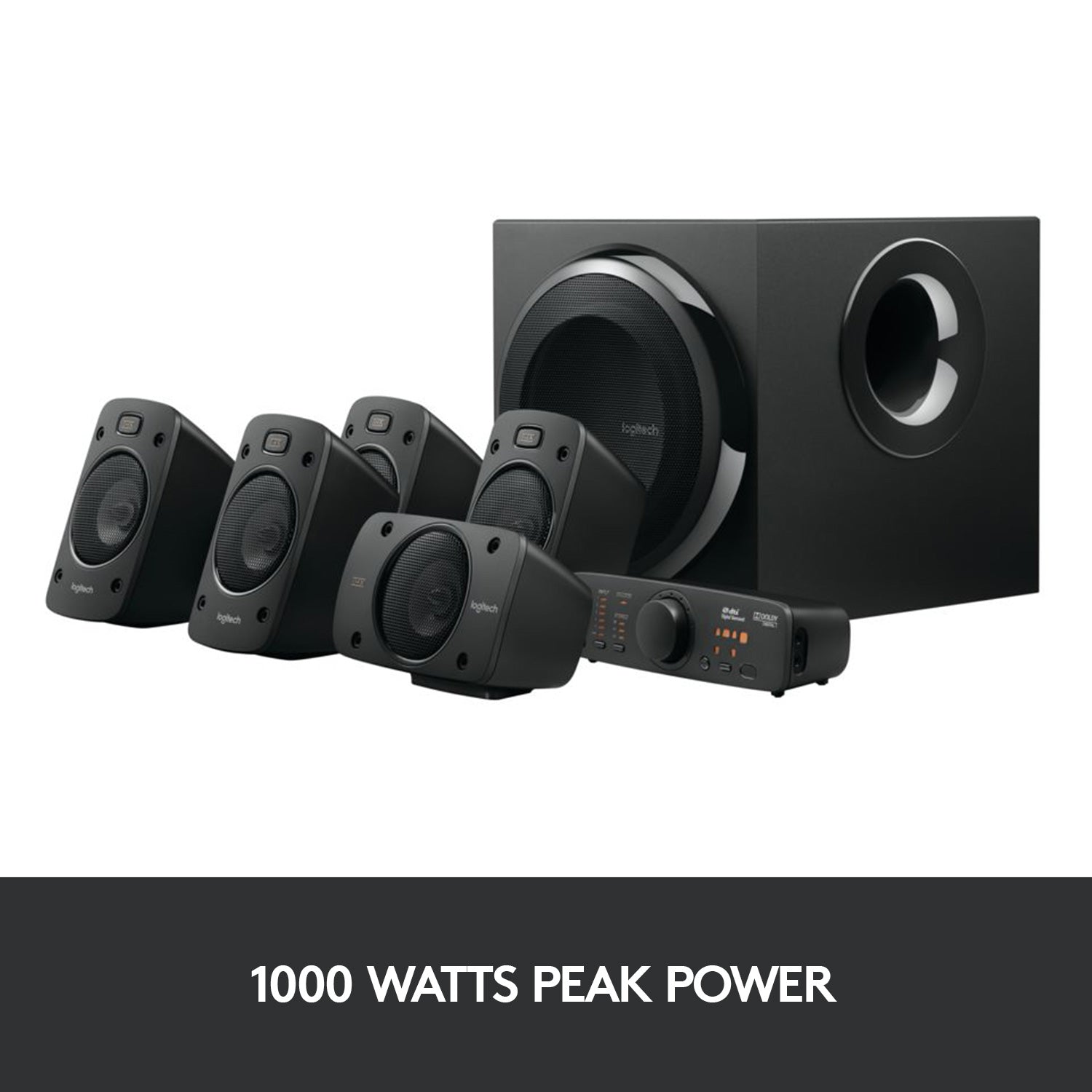 Logitech Z906 5.1 Surround Sound Speaker System, THX, Dolby & DTS Certified, 1000 Watts Peak Power, Multi -Device, Multiple Audio Inputs, UK Plug, PC/PS4/Xbox/Music Player/TV/Smartphone/Tablet