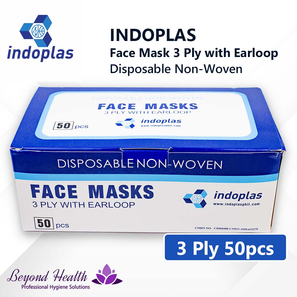 Indoplas Disposable 3 ply( 50pcs ) With Ear loop and Non-Woven