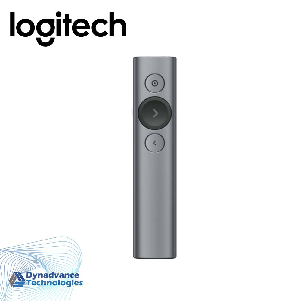 Logitech Spotlight Wireless Presentation Remote, 2.4 GHz and Bluetooth, USB-Receiver, Digital Laser Pointer, 30-Meter Operating Range, Dual Connectivity, Timer, PC/Mac/Android/iOS