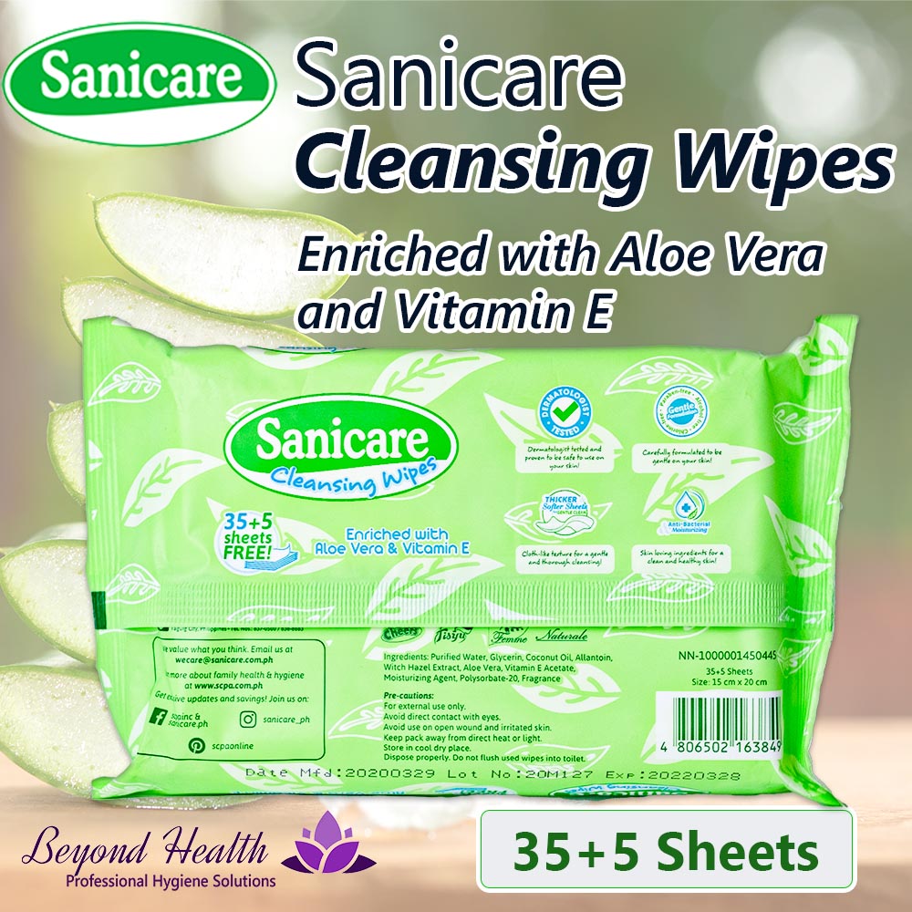 Sanicare Cleansing Wipes Enriched with Aloe Vera and Vitamin E 35+5 Sheets