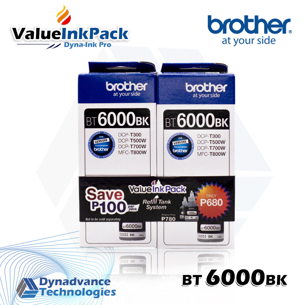 Brother Value Ink Pack [BT6000BK] BLACK-Refill Tank System Twin-PRO