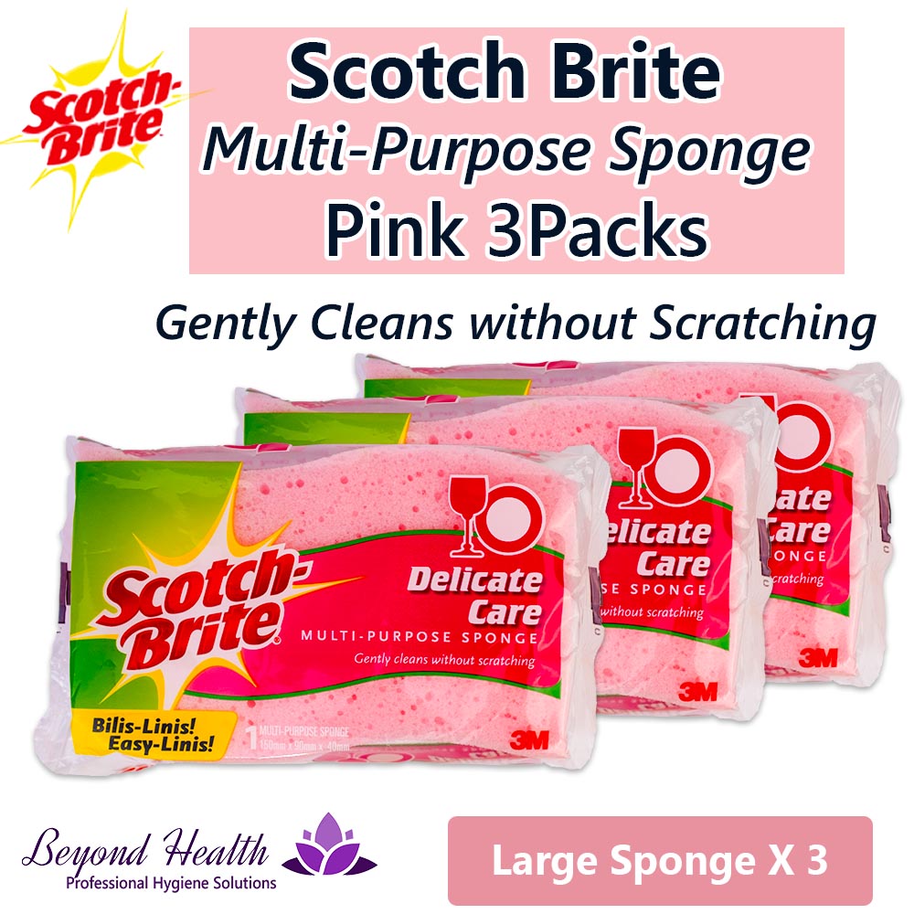 Scotch Brite Delicate Care Multipurpose Sponge Pink 3Packs