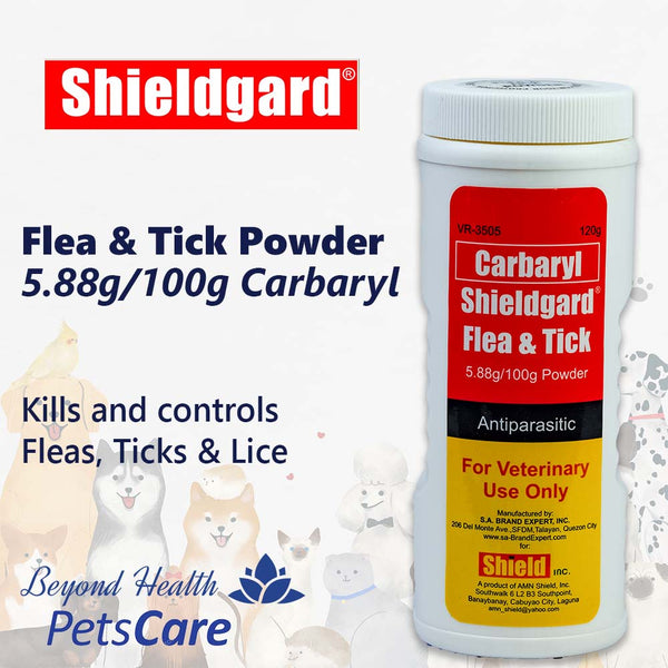 Shieldgard Carbaryl Flea Tick for Animals Anti Parasitic 120g