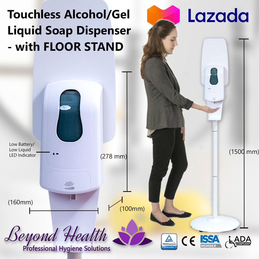 Touchless Alcohol Dispenser - with Floor Stand  White