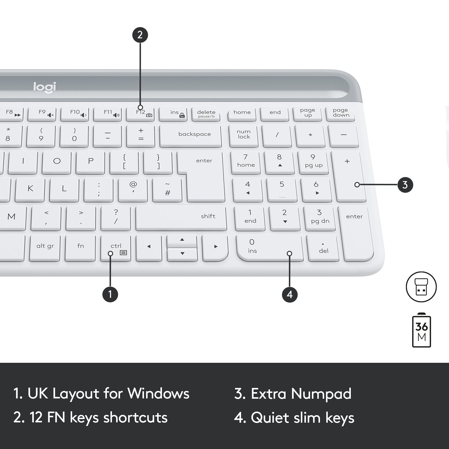 Logitech MK470 Slim Wireless Keyboard & Mouse Combo Nano Receiver, Low Profile, Whisper-Quiet, Long Battery Life