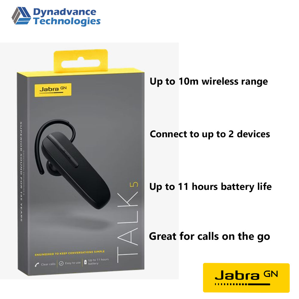 Jabra GN Talk 5 (Black) Wireless Headset Smart functions Bluetooth® Audio technology optimized for high quality calls