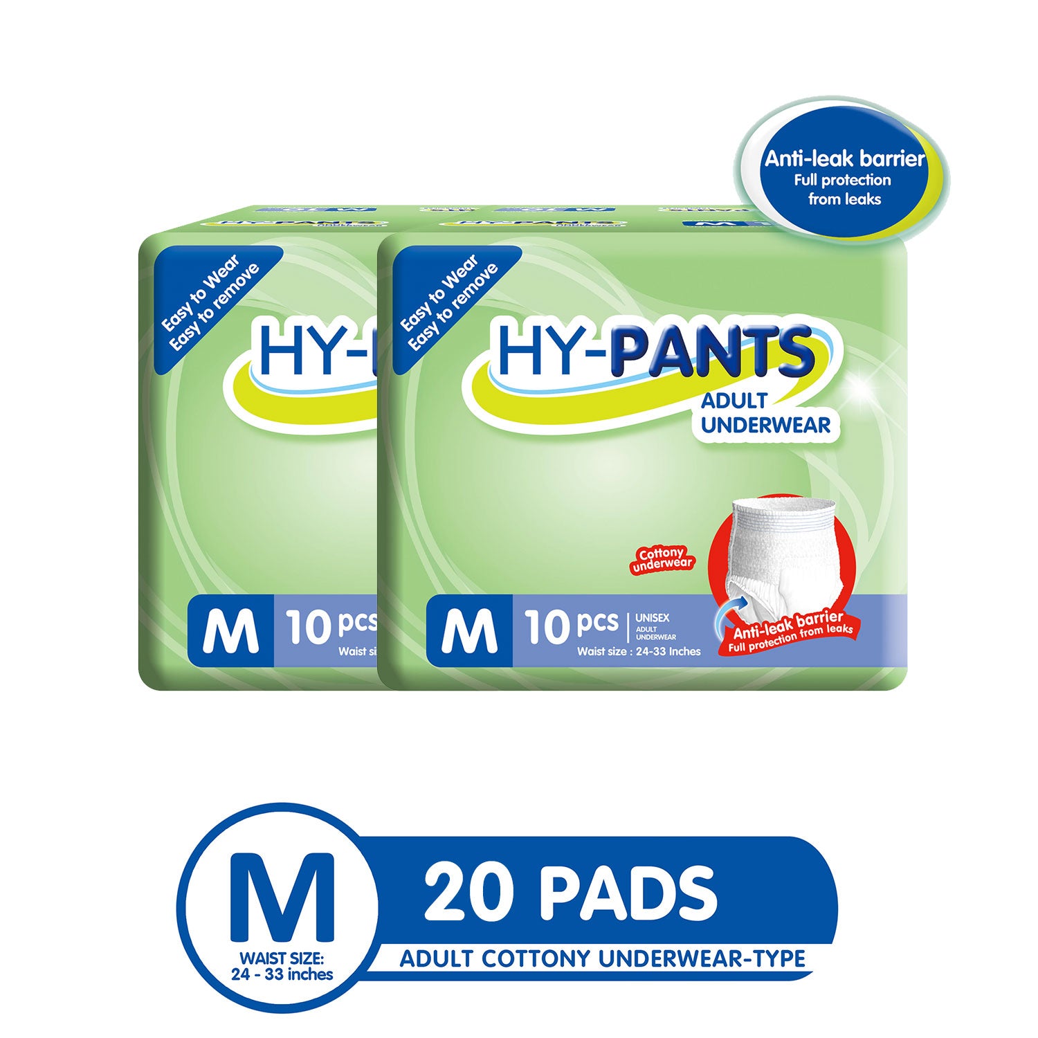 Hy-pants Adult Underwear Medium - 2 Packs (20 Pads)