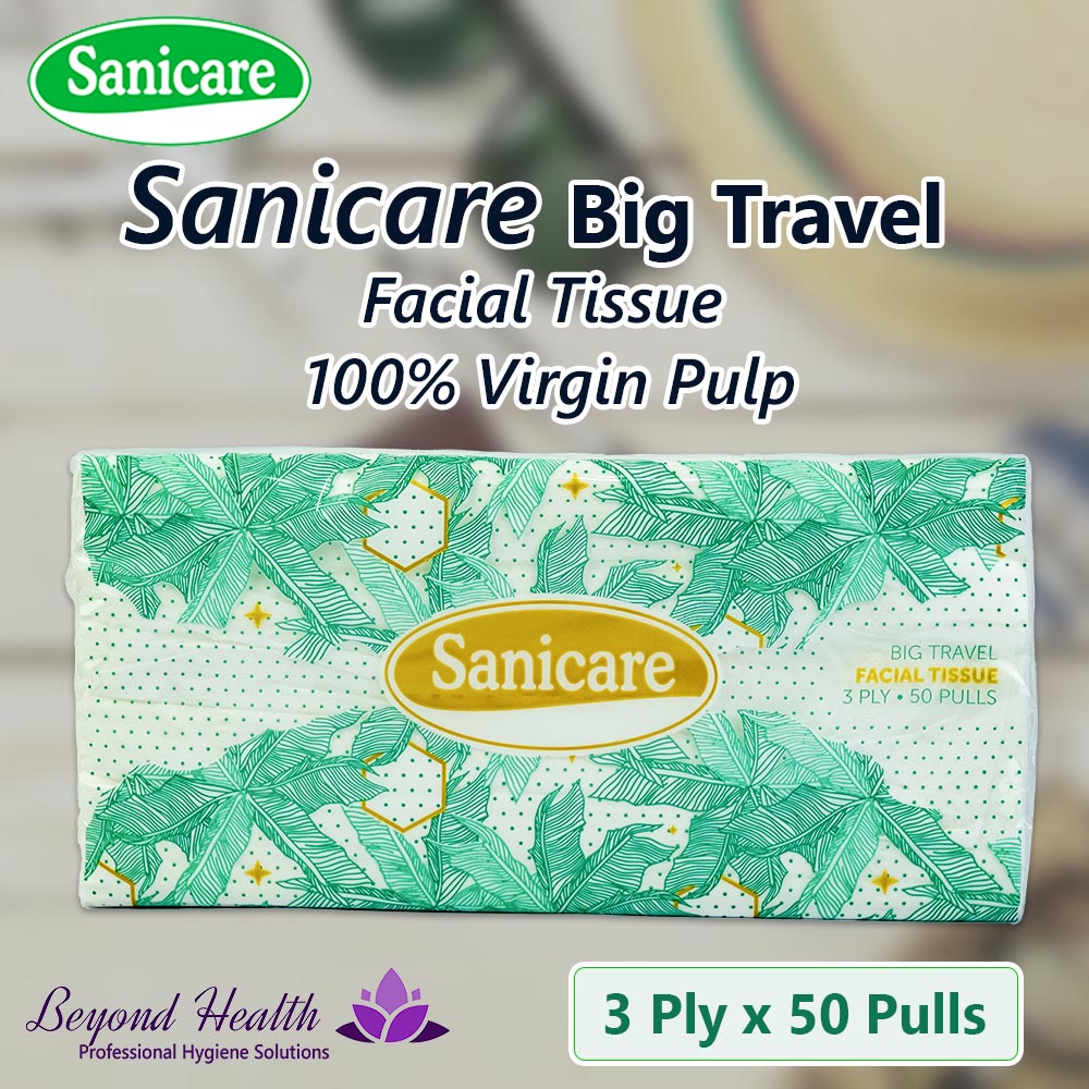 Sanicare Big Travel Pack Facial Tissue 3Ply 50 Pulls Blue