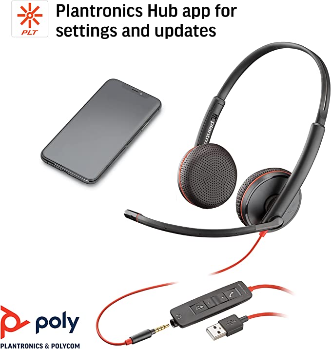 Poly-Plantronics Blackwire 3225 USB Stereo Headset with Mic