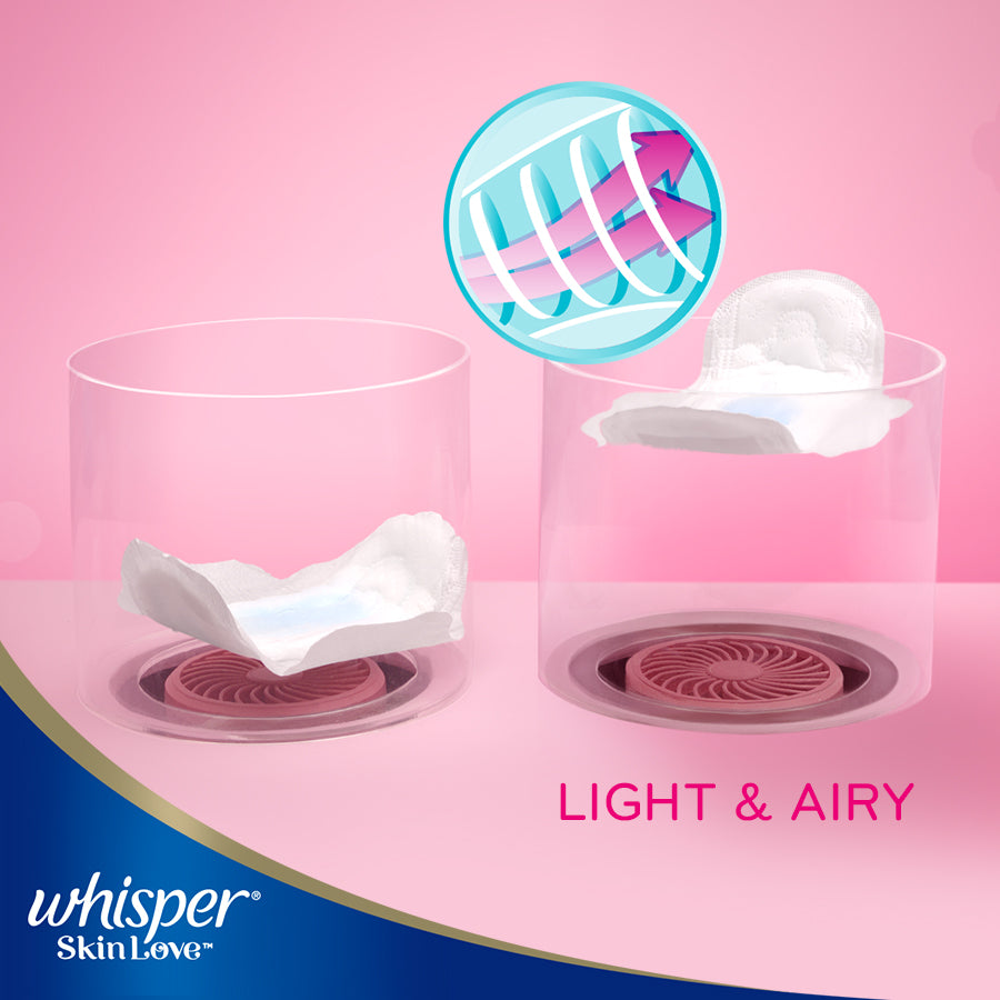 Whisper Skin Love Sanitary Napkin with Wings (8 pads) [All Day] [Overnight] [Ultra Thin]