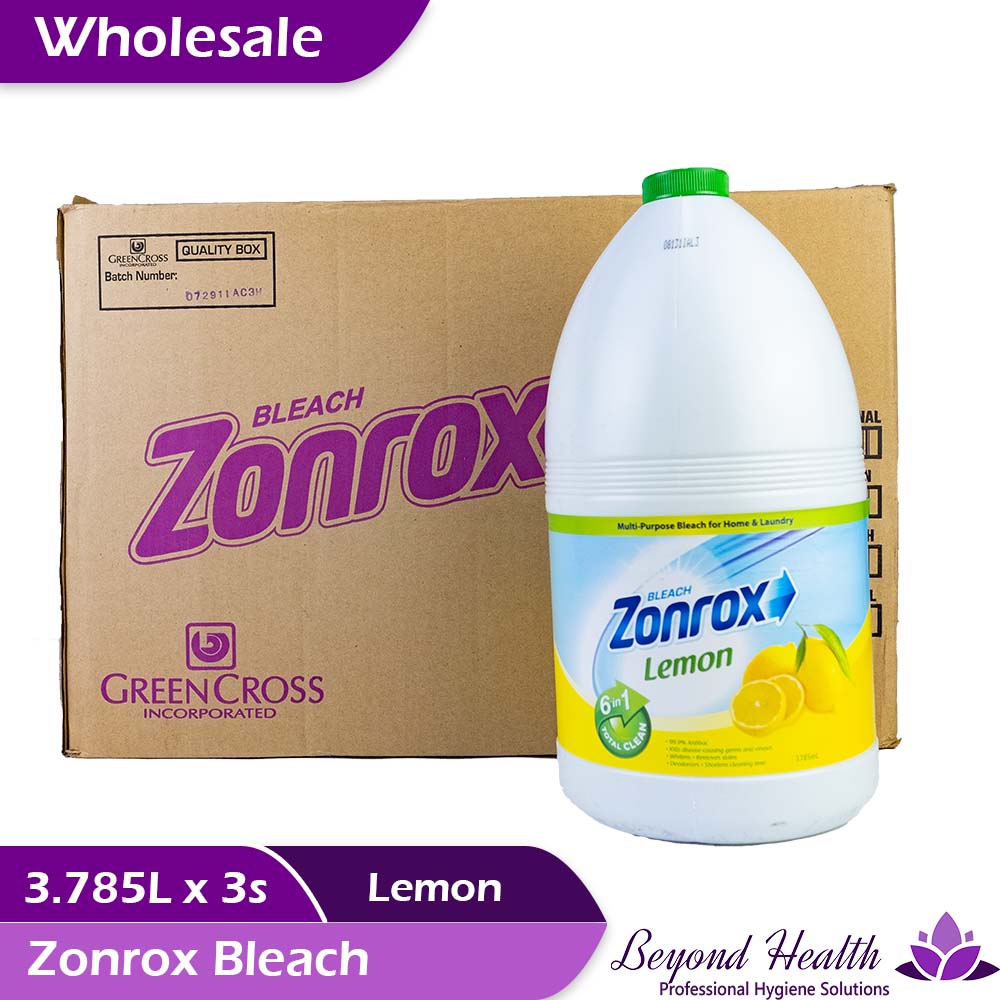 Wholesale Zonrox Bleach Lemon Scent 6-in-1 Total Clean [3.785L x 3Gallon]  99.9% Antibac Whitens Remove Stains Deodorizers Shortens Cleaning Time Big Save