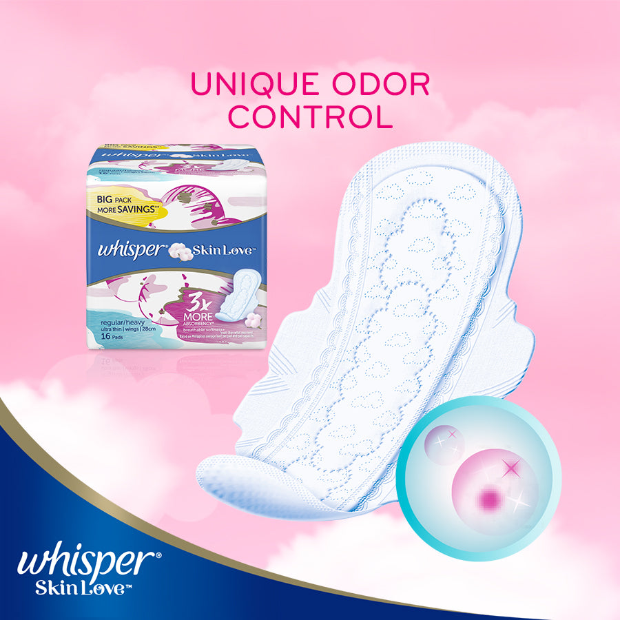 Whisper Skin Love Sanitary Napkin with Wings (8 pads) [All Day] [Overnight] [Ultra Thin]