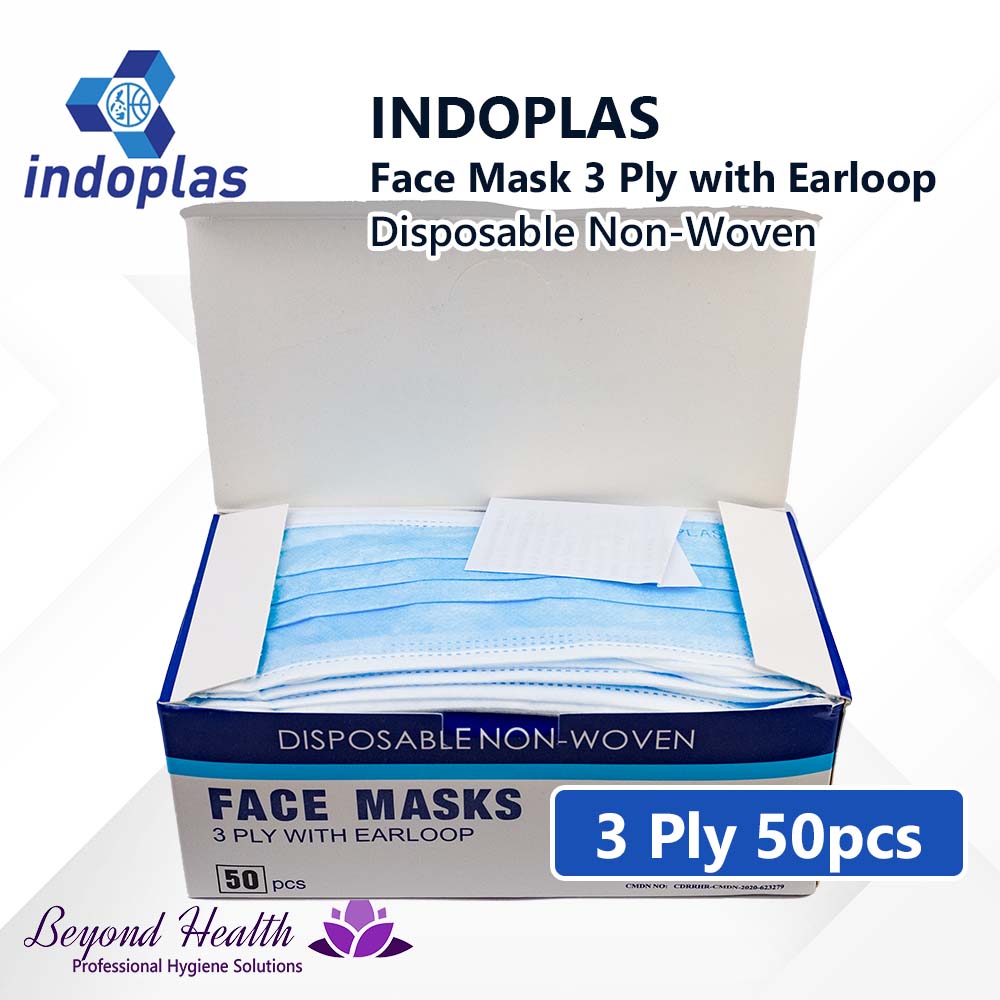 Indoplas Disposable 3 ply( 50pcs ) With Ear loop and Non-Woven