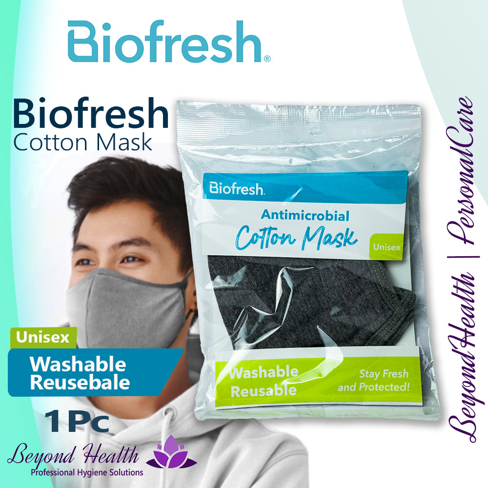 Biofresh® Antimicrobial Cotton Mask [1PC] (Gray) Unisex Washable and Reusable