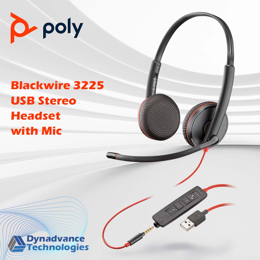 Poly-Plantronics Blackwire 3225 USB Stereo Headset with Mic