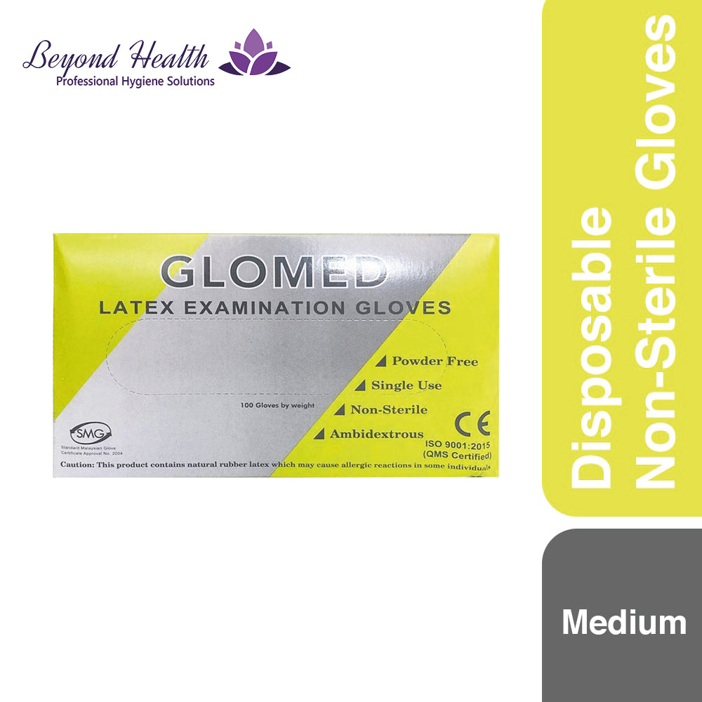 Glomed Disposable Non Sterile Surgical Gloves Medium 100s