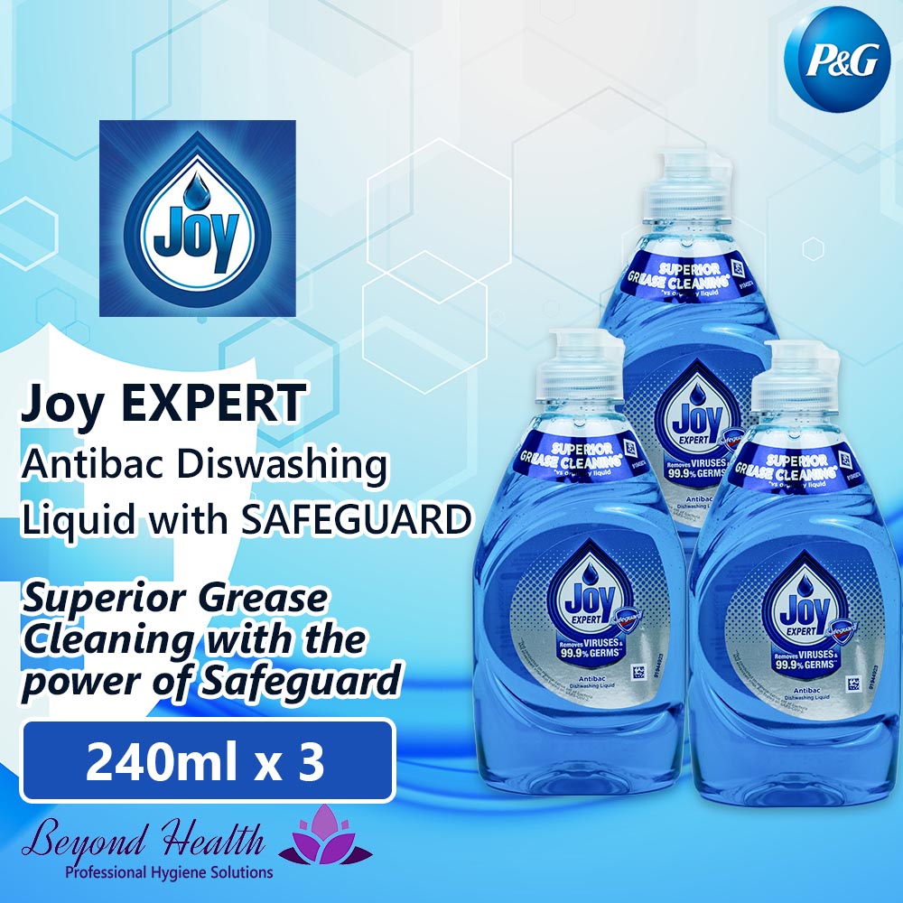 [3X PACK] Joy EXPERT [240ml] Anti-bac Diswashing Liquid with Safeguard Dish Washing Liquid