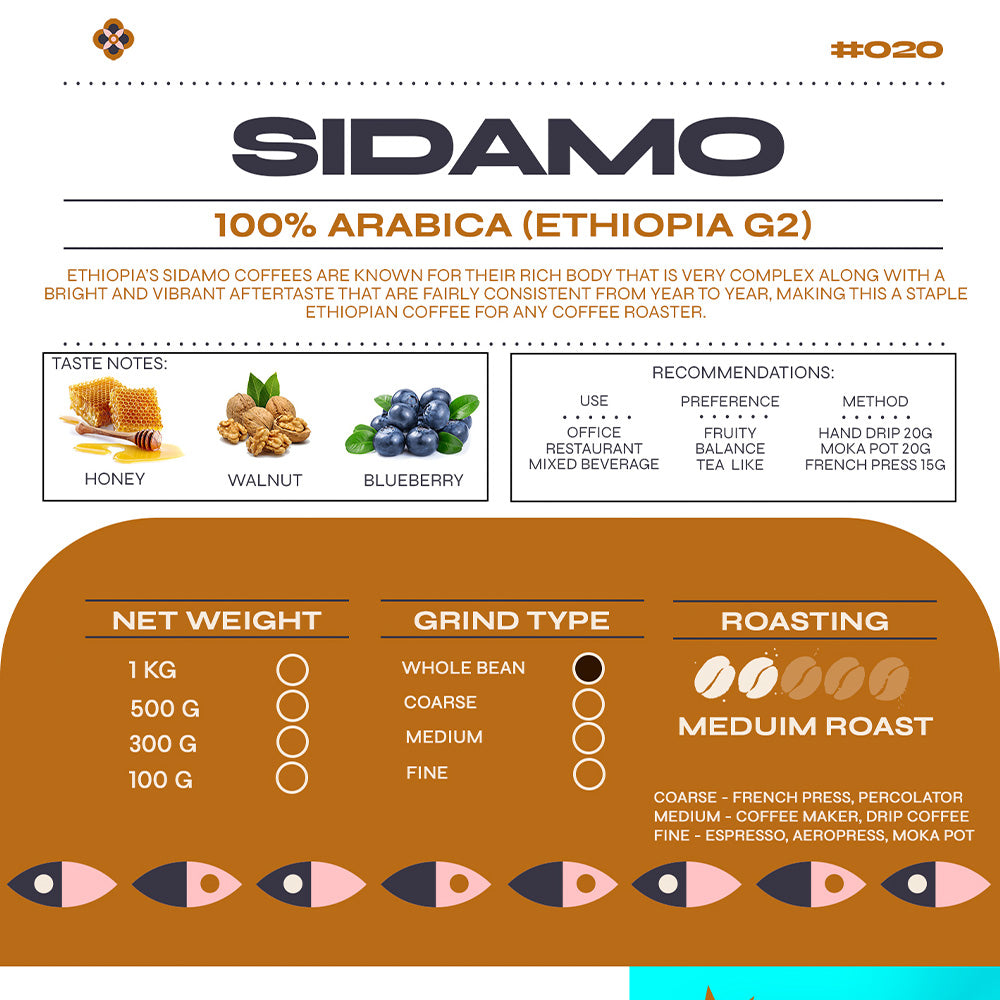 SIDAMO Etiopian Coffee 100% Arabica Ethiopia G2 Sidamo Delight: Premium Ethiopian Single-Origin Coffee Beans with Rich and Complex Flavor Profile - Perfect for Specialty Coffee Lovers and Home Brewers, Lazada PH Bestseller