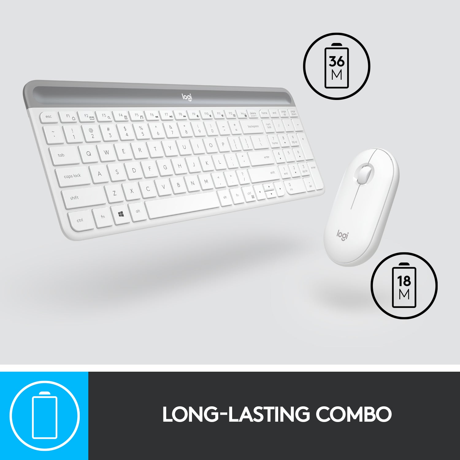 Logitech MK470 Slim Wireless Keyboard & Mouse Combo Nano Receiver, Low Profile, Whisper-Quiet, Long Battery Life