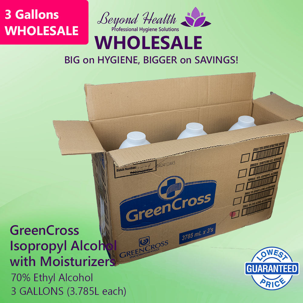 GreenCross 70% Isopropyl Alcohol with Moisturizers 1 Gallon (3.785 L) x 3 Gallons