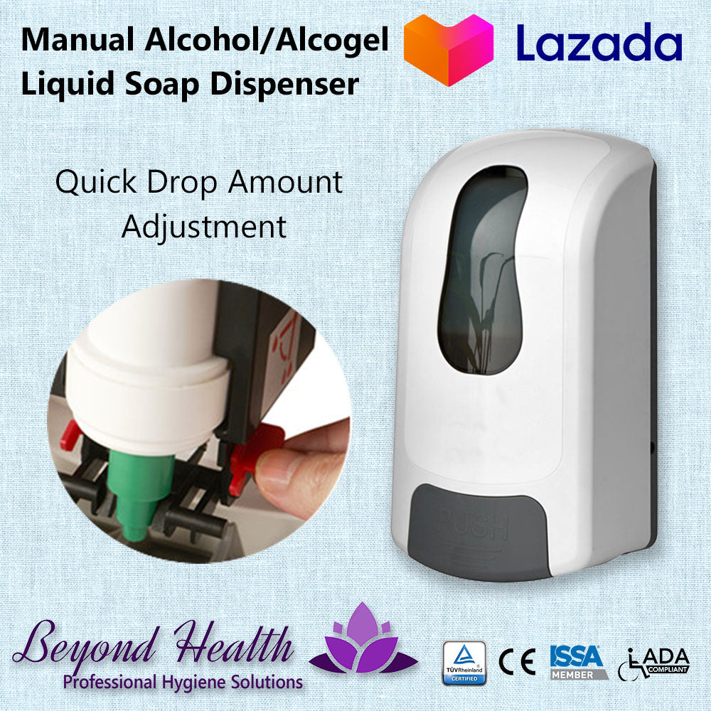 Beyond Health 1000ml Manual Wall Mounted Alcohol, Sanitizer Gel, Liquid Soap Dispenser