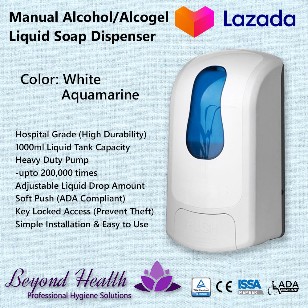 Beyond Health 1000ml Manual Wall Mounted Alcohol, Sanitizer Gel, Liquid Soap Dispenser