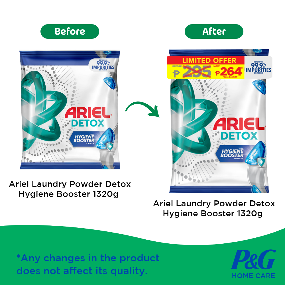 Ariel Detox with Hygiene Booster 1320g Refill (Laundry Detergent, Laundry Powder)