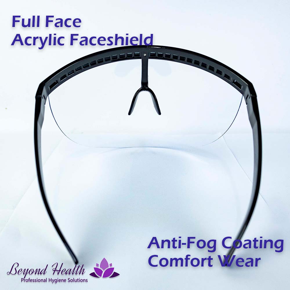 Full Face Acrylic Faceshield [BLACK] With Anti-fog coating