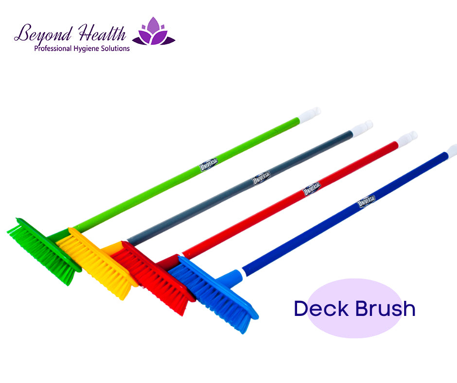 UNIVERSAL Deck Brush with Steel Handle  Heavy-Duty Plastic Deck Brush with 4ft. Steel Handle