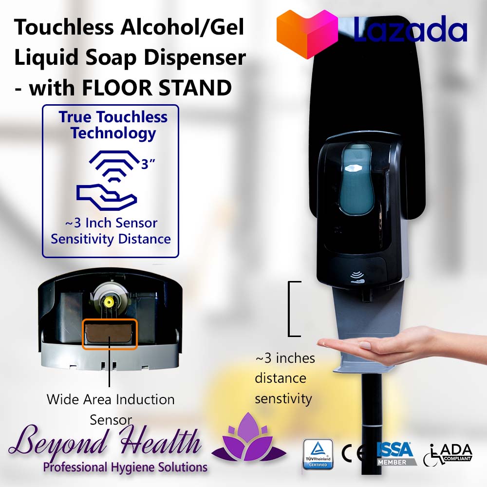 Touchless Alcohol Dispenser - with Floor Stand Black