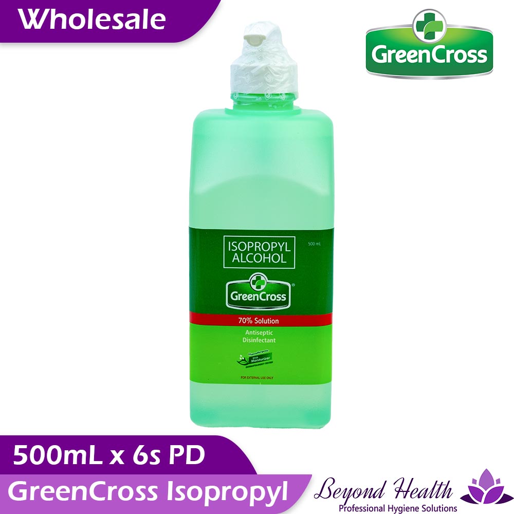 Wholesale GreenCross 70% Isopropyl Alcohol with Moisturizers [500ml x 6s] Green Cross Alcohol Bigger Saving