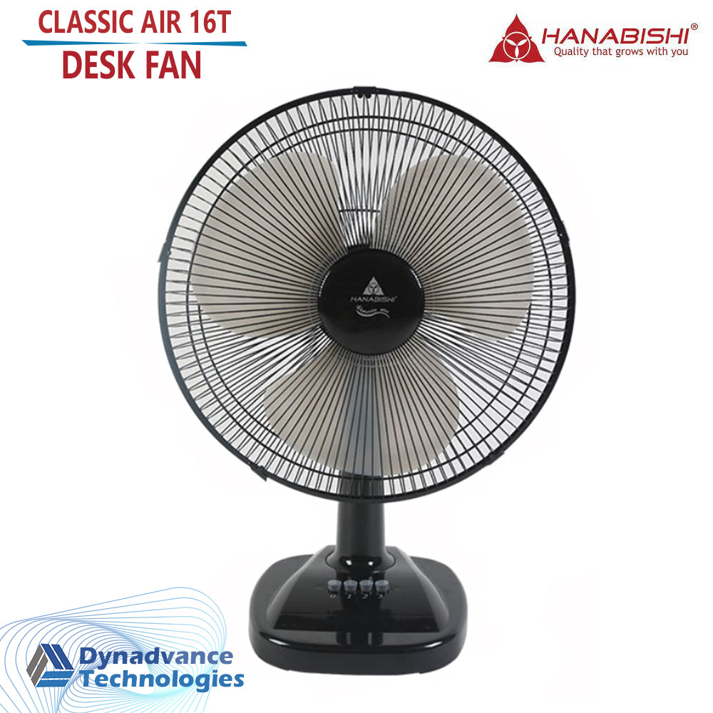 Hanabishi Desk Fan Classic Air 16T (black) CERTIFIED Product Safety- Q-1432