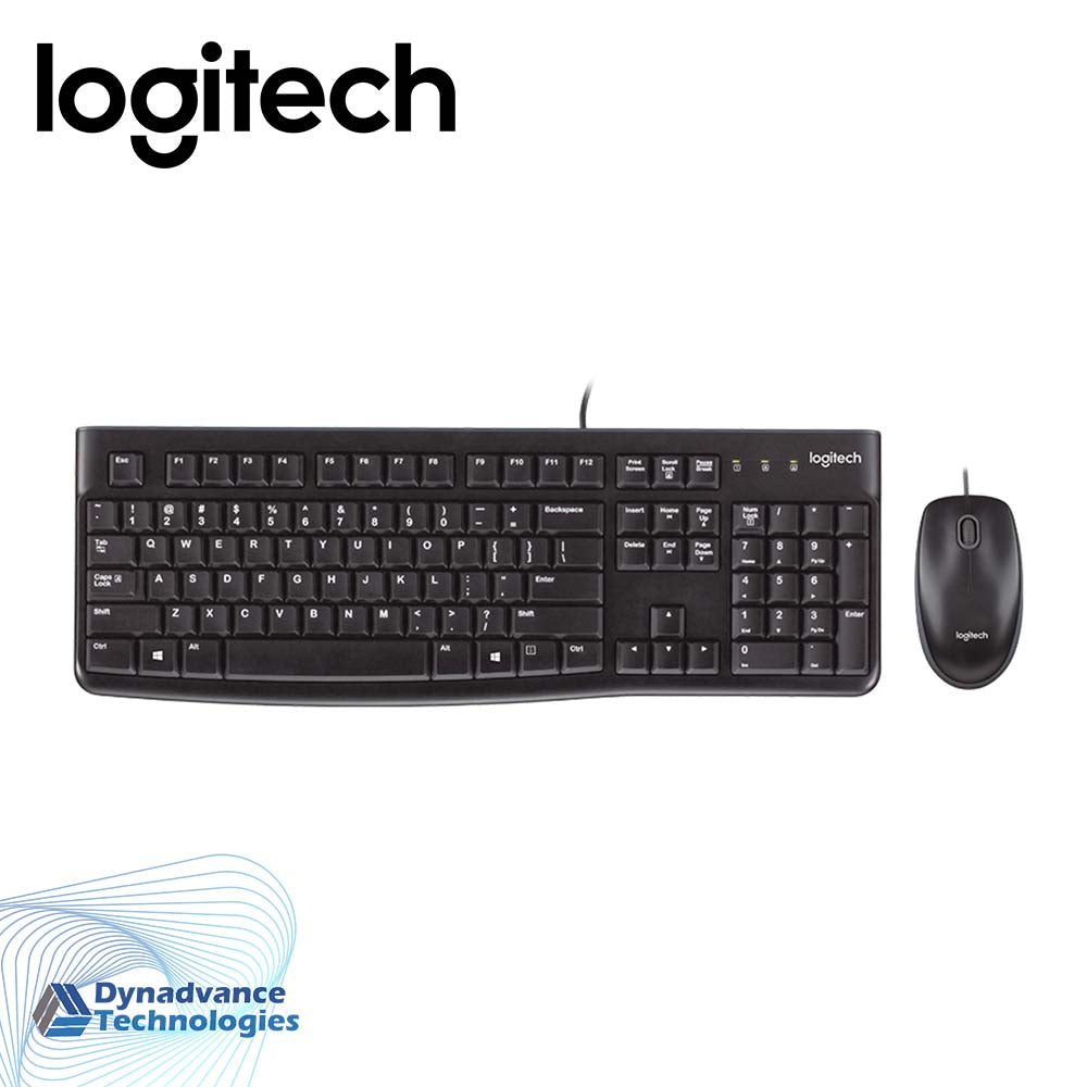 Logitech MK120 Wired Keyboard and Mouse for Windows, Optical Wired Mouse, USB Plug-and-Play, Full-Size, PC/Laptop, Black