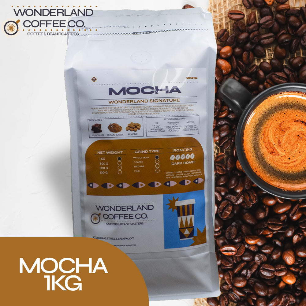 Mocha Flavored Wonderland Signature 100% Arabica Coffee Mocha Sensation: Premium Flavored Coffee Beans with Smooth and Rich Taste, Perfect for Making Café Mocha and Other Gourmet Coffee Drinks at Home